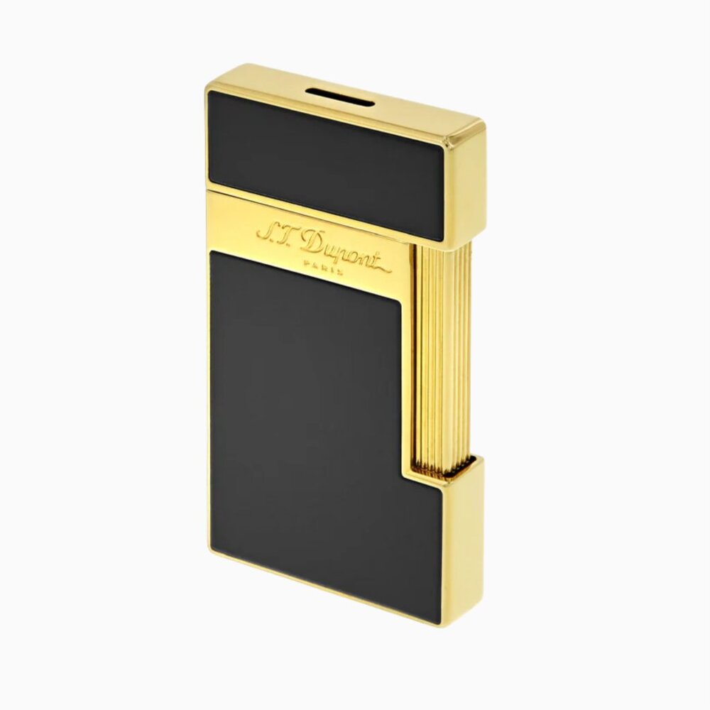 New S.T. Dupont Slimmy Golden Shiny Black Lacquer Luxury Lighter